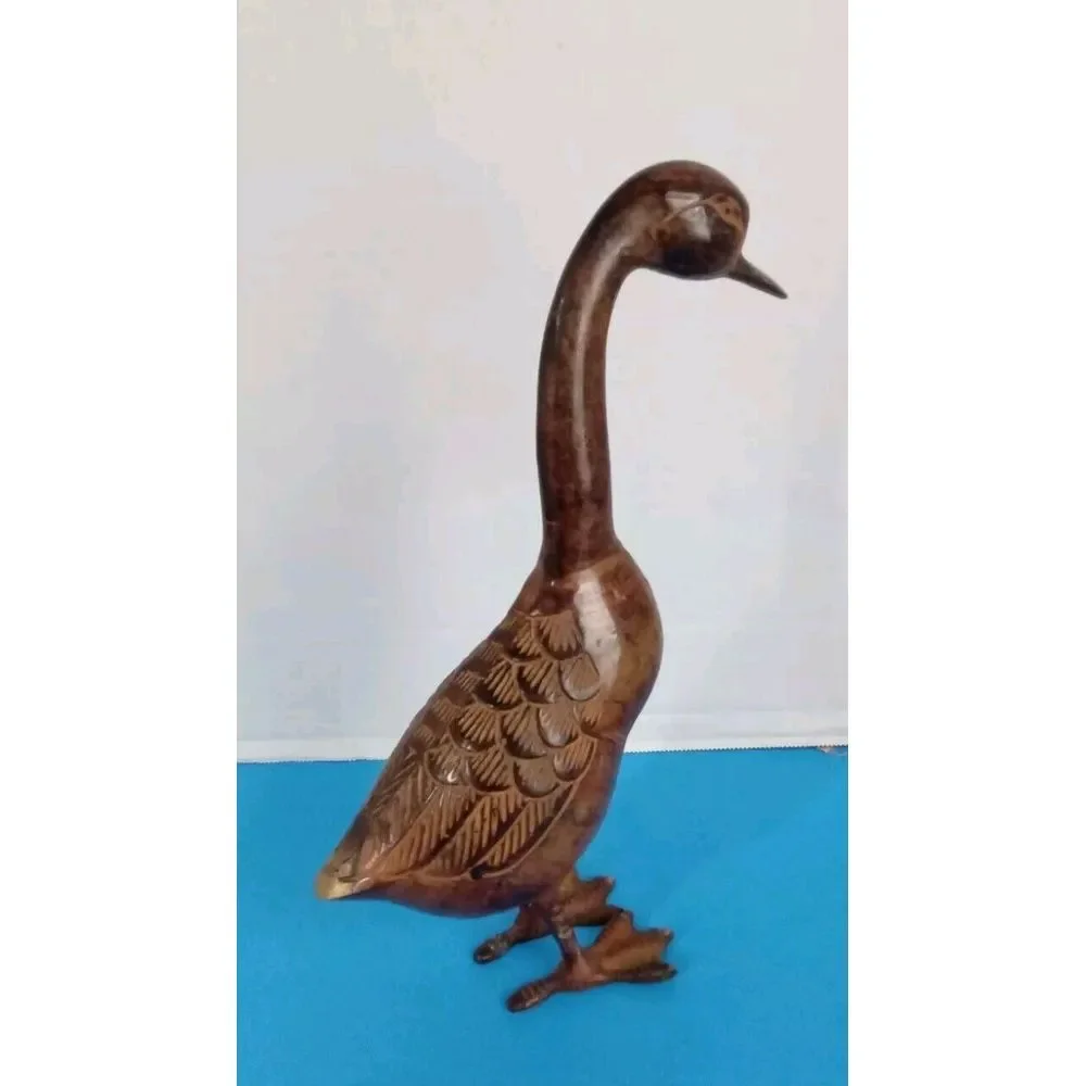 Handcrafted Wooden Duck Figurine Rustic‎ Decor Vintage Style Decorative Statue